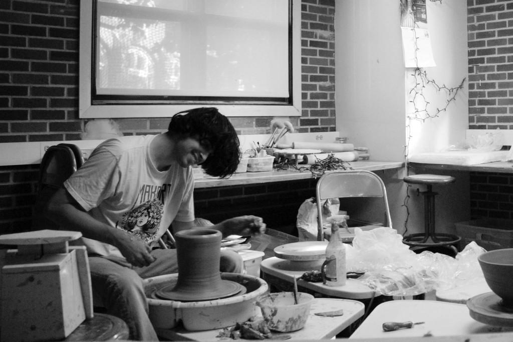 Ben Howort ’09 utilizing the student ceramics studio on South Campus.