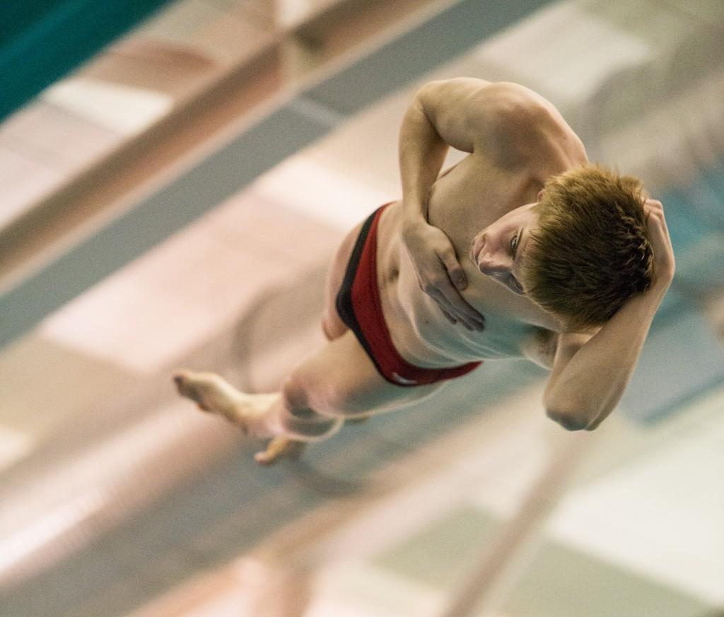 Daniel+Goldstein+%E2%80%9916+punches+a+ticket+to+the+Nationals+with+a+dive+on+Friday%2C+Feb.+27.+Photo+by+John+Brady.+
