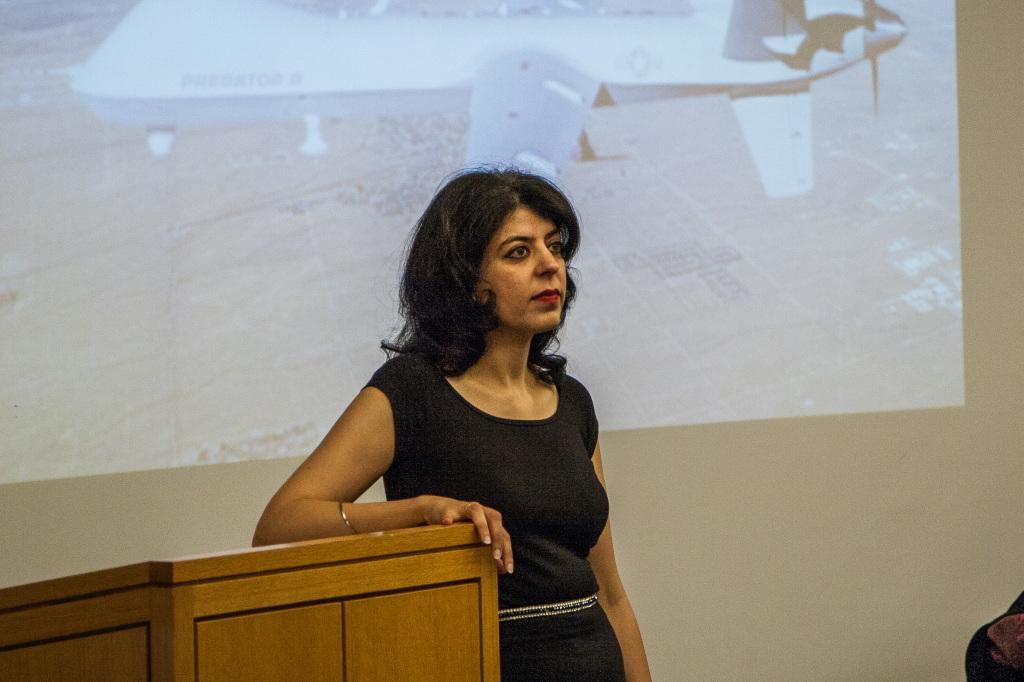 Prof. Satia spoke on the state of WWI British intelligence to a packed audience on Tuesday evening.

Photo by Sydney Steinly.