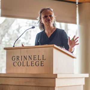 Patricia Williams explains the two-tiered justice system in her talk. Photo by John Brady.