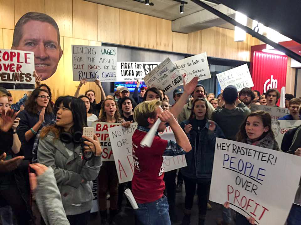 Student+action+protesters+drove+to+Des+Moines+to+protest+Rastetter+at+his+office.+Photo+contributed.