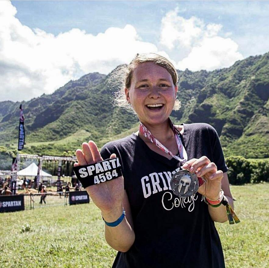 Misha+Gelnarova+18%2C+extreme+sports+enthusiast+and+a+leader+of+Grinnells+Extreme+Society%2C+completed+a+Spartan+race+in+Hawaii+this+summer.+Contributed+photo.