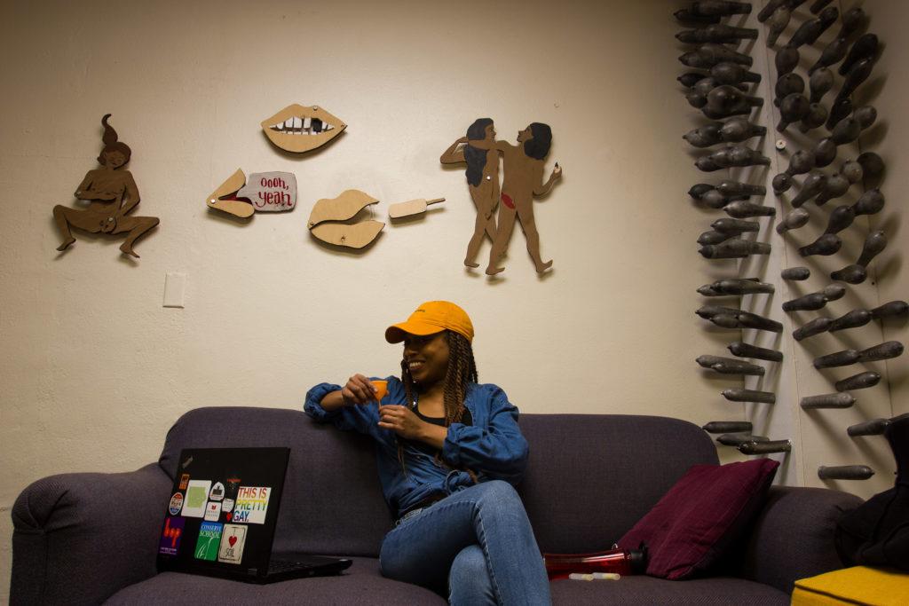 Jherron Sutton 18 lounges in the welcoming and fun SHIC space. Photo by Govind Brahmanyapura.