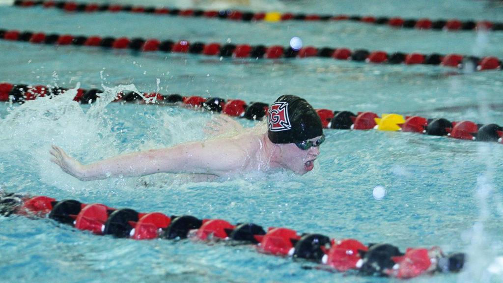 Paul Cover ’21 broke the school record in the 100-yard butterfly last weekend at the Grinnell Invitational. 
