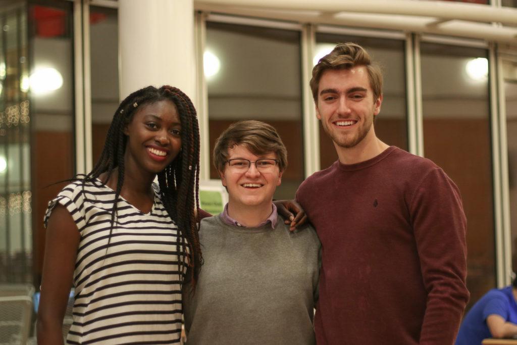Kadiata Toumbou, Riley Murphy and Myles Becker, all 19, are excited to serve the Grinnell student body next year. Photo by Mahira Faran.
