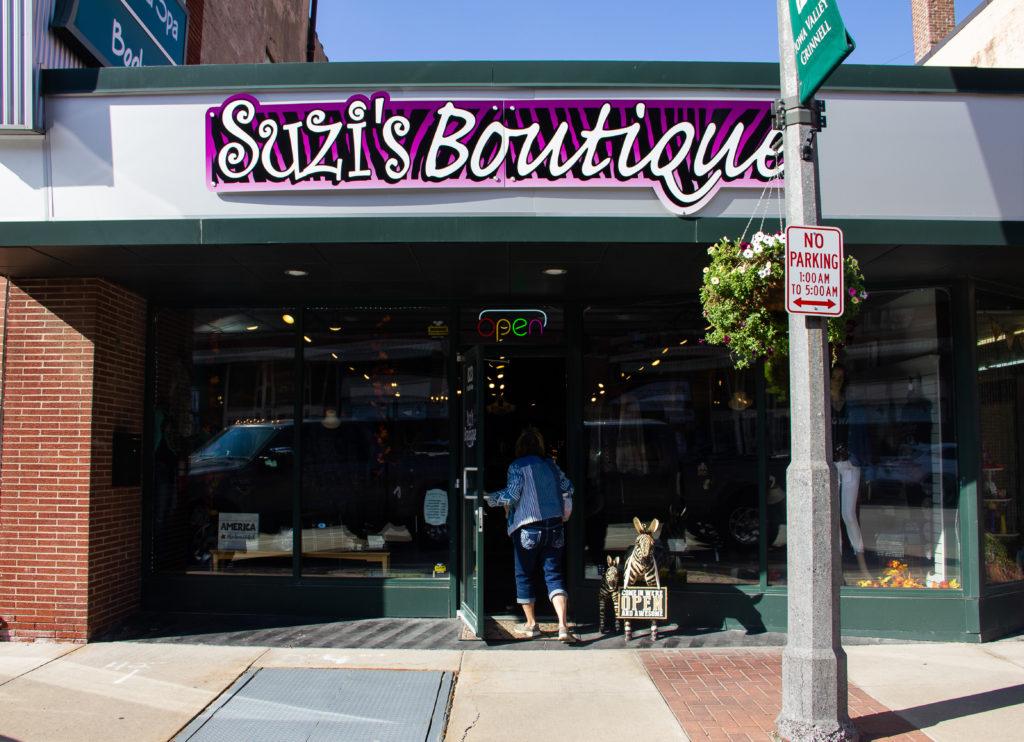 Suzis Boutique, located on 823 4th Ave in downtown Grinnell, is meant to be a place for working women over 30. Photo by Sofia Mendez