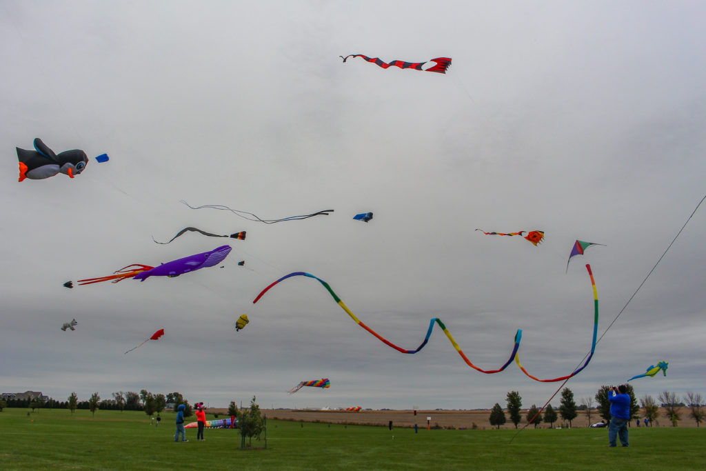 Kites Over Grinnell is an annual celebration hosted by the Rotary Club and located at Ahrens Park. Local schools provide kitemaking kits for participants in the event.