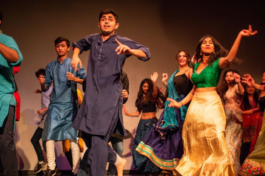 Anaan Ramay 20 and Mithila Iyer 19 perform in SASO’s Diwali celbration.
Photo by Paul Chan