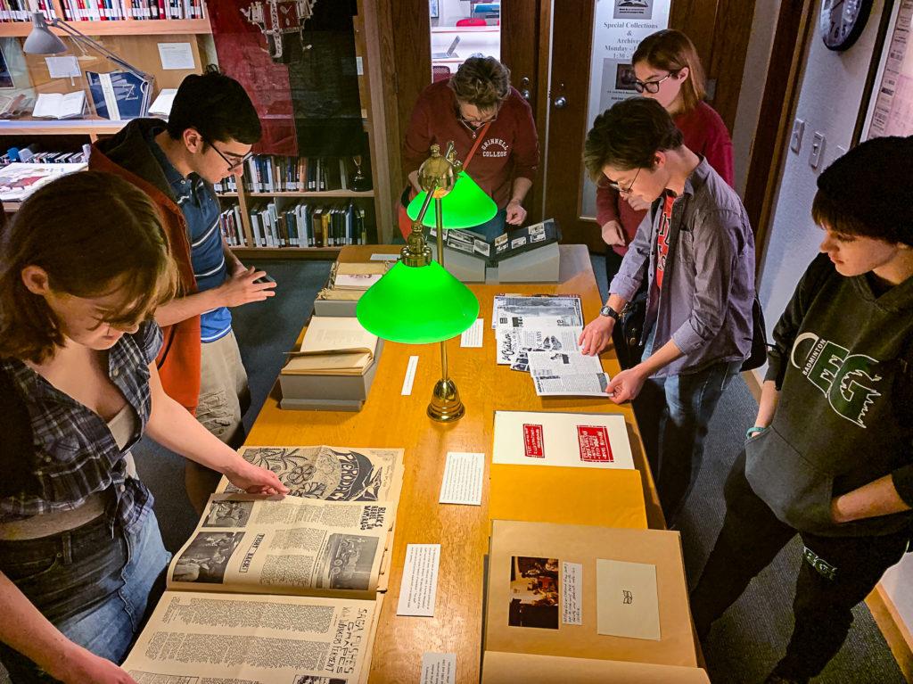 On the evening of May 2, student-selected treasures from the Burling Library Special Collections archive were available to view. Photo by Andrew Tucker.