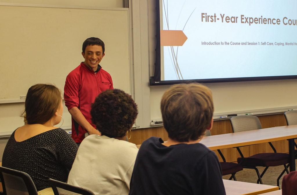 Howard McKee addresses a session of the First-Year Experience Course in 2019. Photo by Ariel Richards.