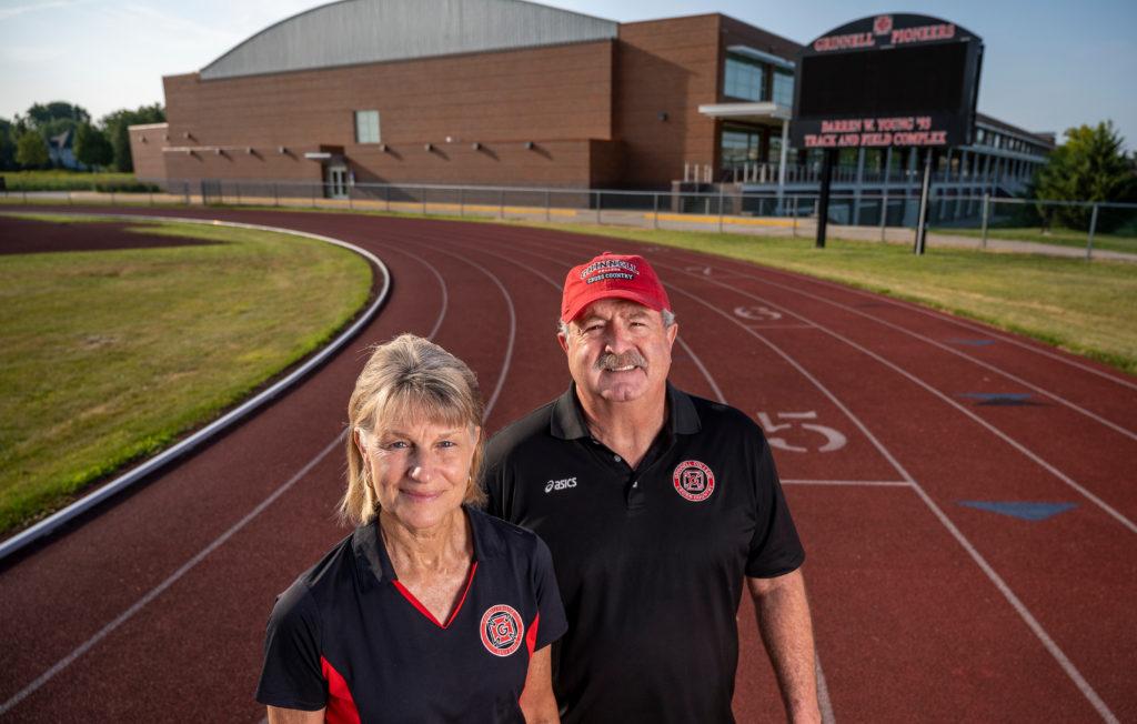Evelyn+and+Will+Freeman+will+retire+this+year+after+having+coached+the+Grinnell+College+track+%26+field+team+for+the+past+40+years.+Photo+contributed+by+Justin+Hayworth%2C+Grinnell+College