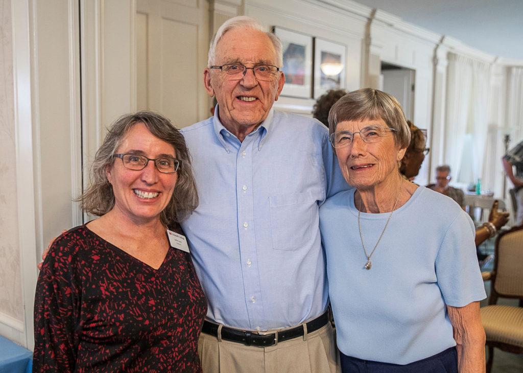 From left to right: Leslie Lyons, Luther and Jenny Erickson gather at the 2019 Alumni Reunion Weekend. Photo by Justin Hayworth/Grinnell College