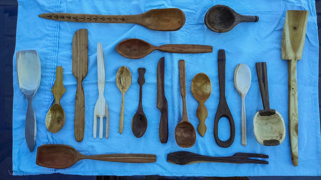 Some of the spoons carved by anthropology professor Jonathan Andelson 70. Photo contributed by Jonathan Andelson.