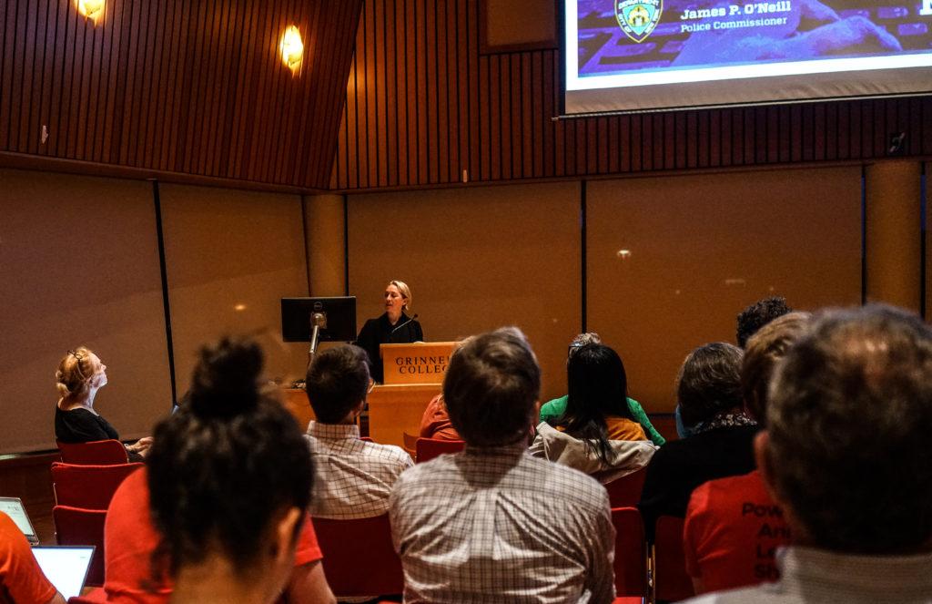 Jennifer Musto, a professor at Wellesley College, spoke on Wednesday night about the intersection of technology, data and human trafficking. PHoto by Alexandra Fontana.