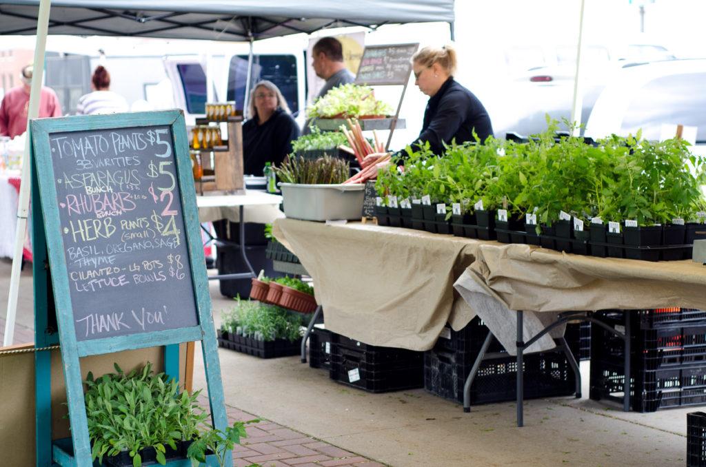 The Grinnell Farmer’s Market is one of many options that provide access to local food in the area. Local Food was the subject of a symposium held this week, sponsored by the Center for Prairie Studies. Photo by Ellen Shoenmaker. 
