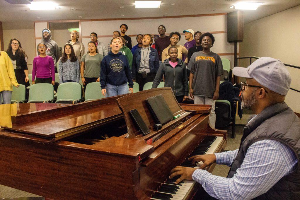 The Young, Gifted and Black Gospel Choir rehearses under the direction of Barry Jones. Photo by Shabana Gupta.