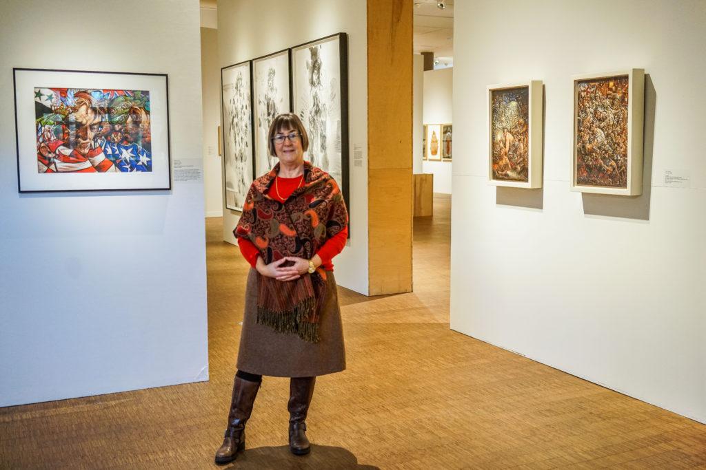 Lesley Wright designs displays as Director of the Grinnell College Museum of Art, and will co-teach a course on display design with Professor Kathryn Kamp next semester. Photo by Alexandra Fontana.