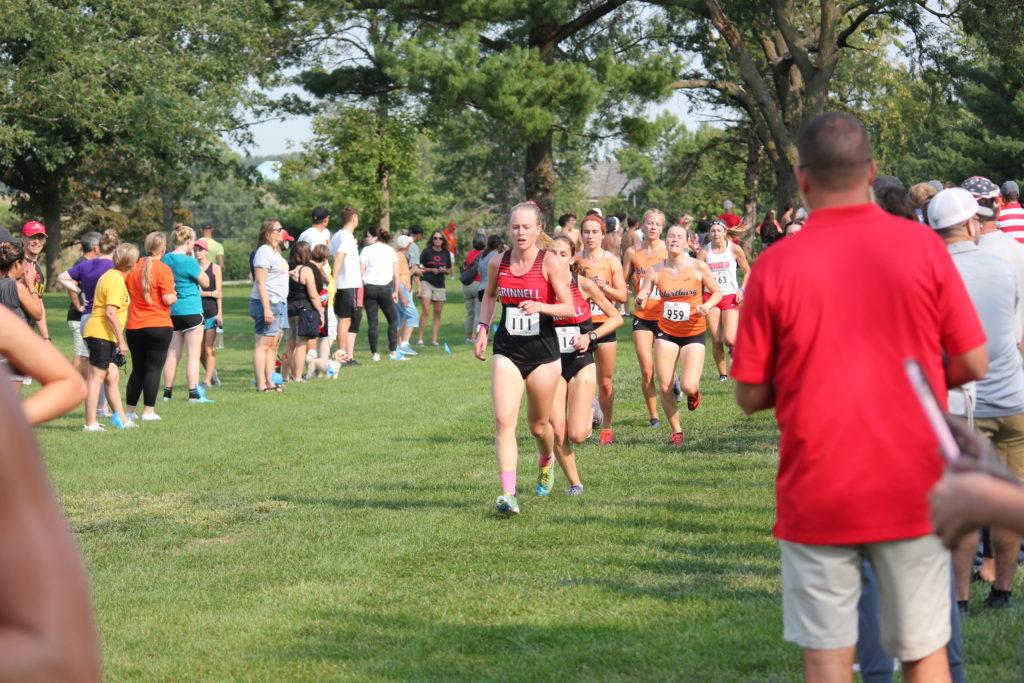 Emma Schaefer 23 competes in the Midwest Conference championship. Contributed by Ted Schultz.