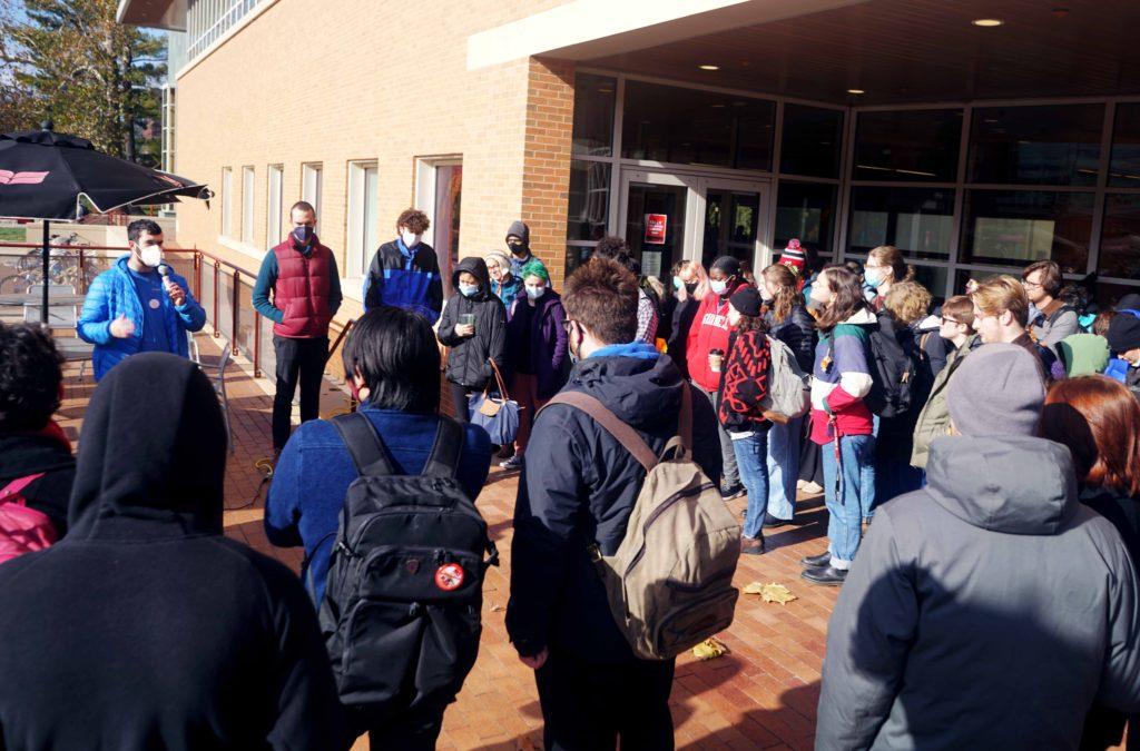 Following the rally outside of the JRC, representatives of UGSDW and student workers met with representatives from the College. Photo by Alex Fontana.