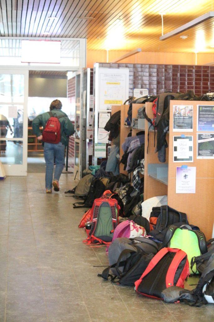 Backpacks outside of Dining Hall cause accessibility issues