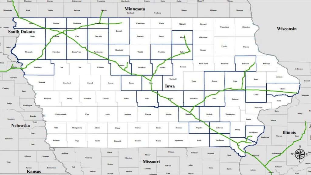 The Navigator CO2 Ventures pipeline, if completed , would bring captured carbon dioxide to Illinois. The pipeline would also extend through Minnesota, Nebraska and North Dakota. Contributed.