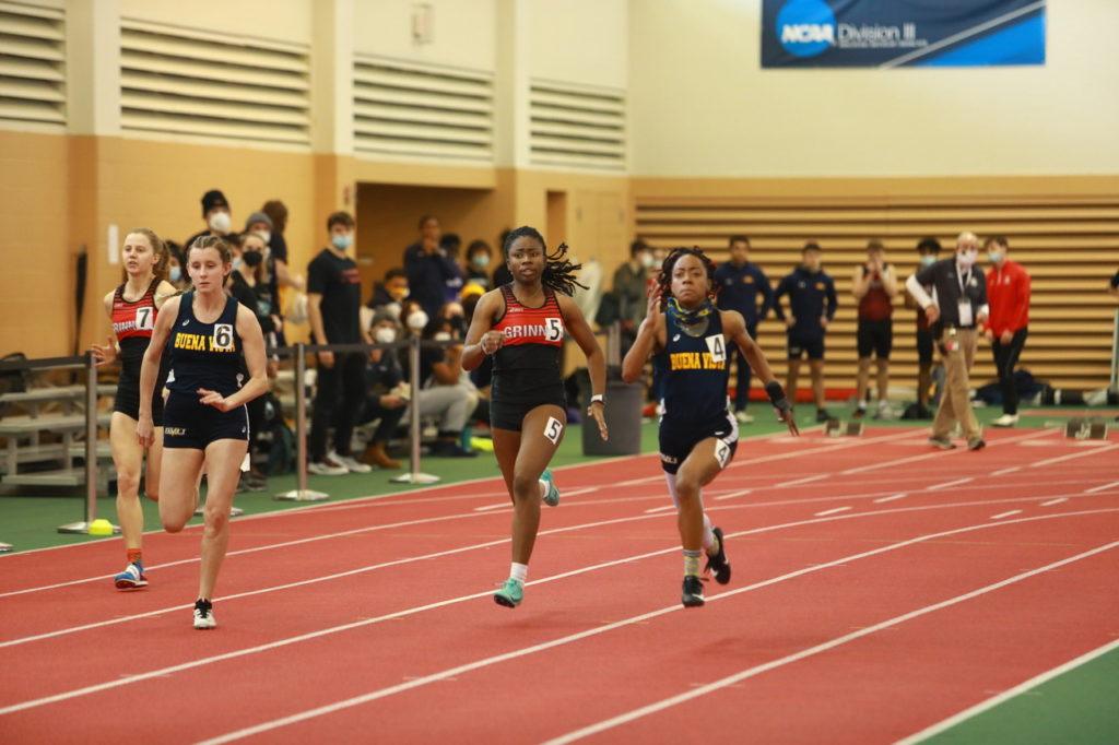 Paige Olowu `22 participated in team relay, long jump, and the 200-meter in the MWC indoor final event. Contributed by Ted Schultz.