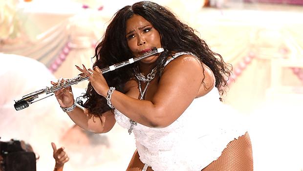 Lizzo performing her single Rumors onstage in 2021. Photo contributed by Hollywood Life.