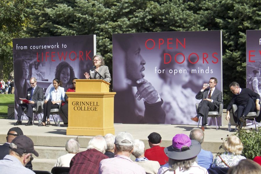 President of the College, Anne Harris speaks at the HSSC Dedication on Oct. 1.