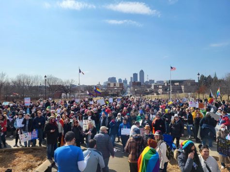 More than 1,000 protestors gathered in Des Moines to protest anti-trans legislation on Sunday, March 6. 