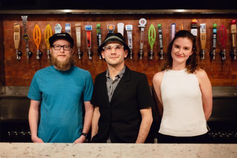 Nick Leedom (middle) and Abby Martin (right) are two of Grinnell Craft
Brewhouses bartenders who give the Brewhouse its essence.