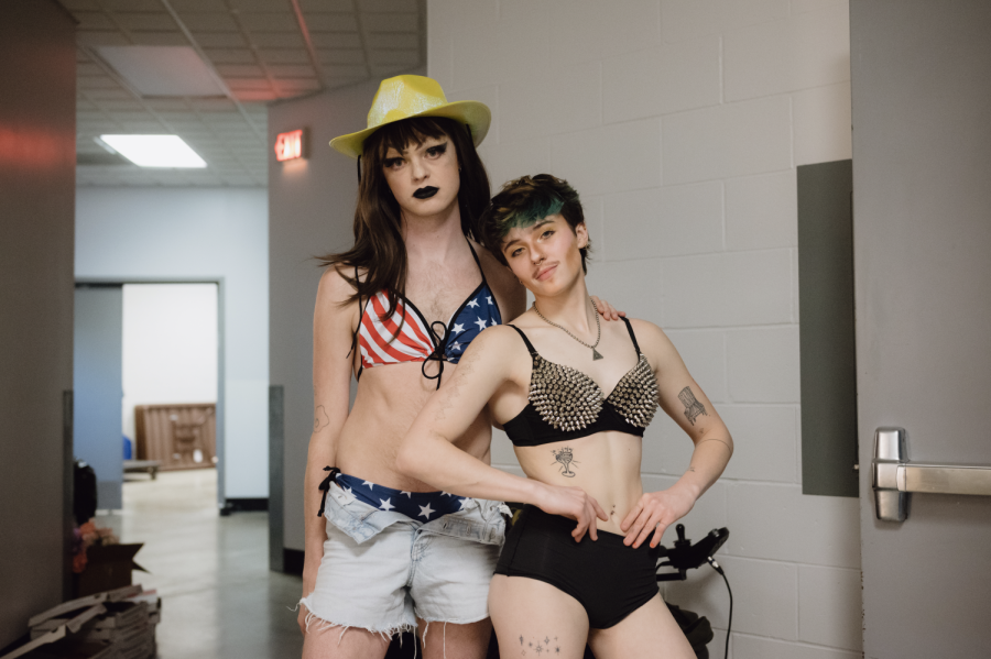 Farrah Way and Ms. Jen Dermé pose in the hallway of Harris Center.