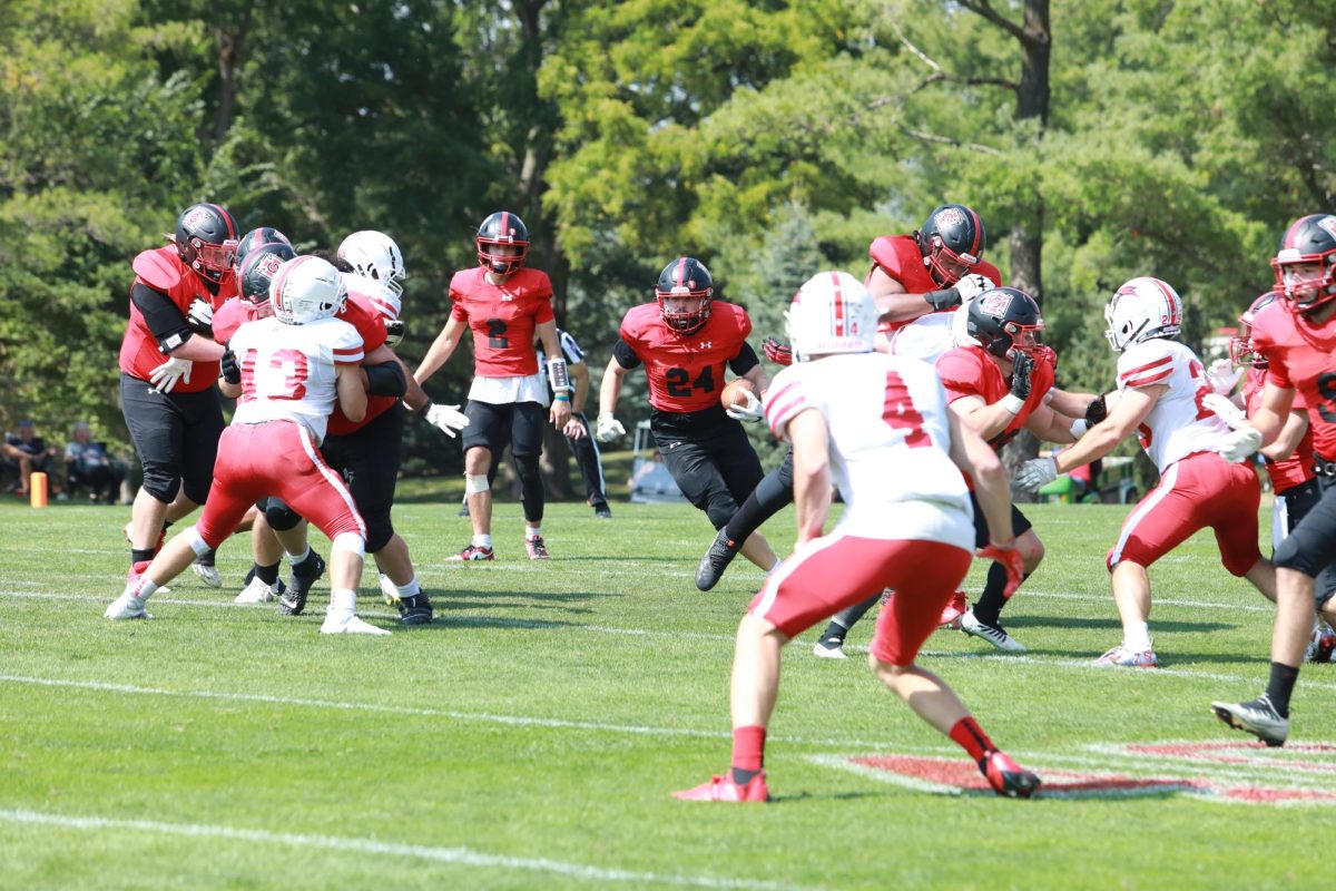 Grinnell football playing against Ripon College on Sept. 9.