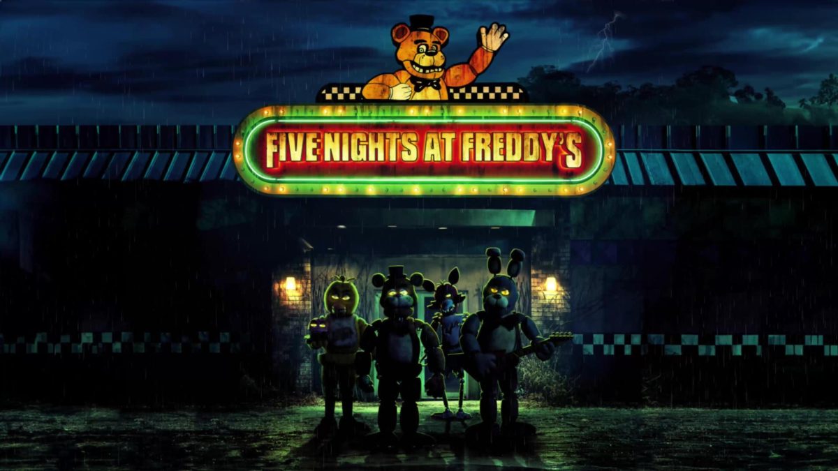 Chica, Freddy, Foxy and Bonnie look more menacing in this still than they ever do in the actual film.