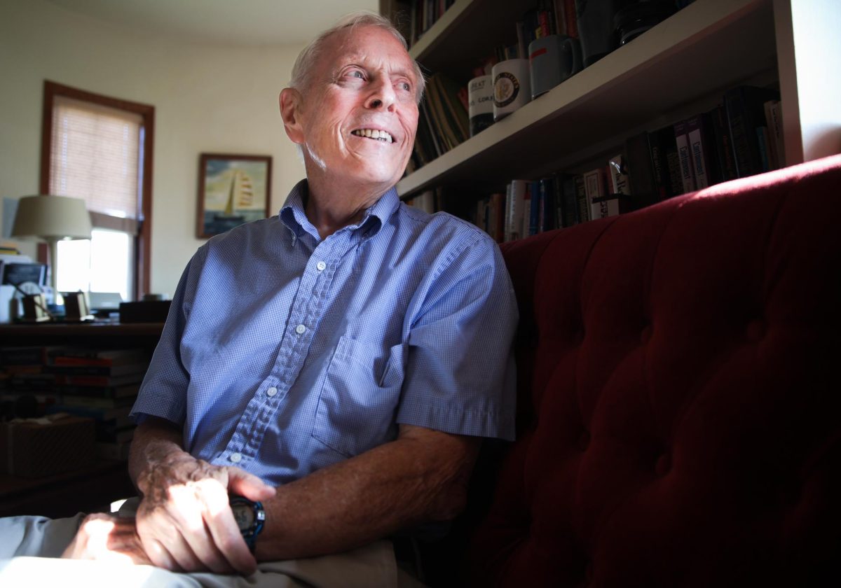 Professor Wayne Moyer poses for a portrait in his office in Harry Hopkins House on Tuesday, Sept. 10, 2024.