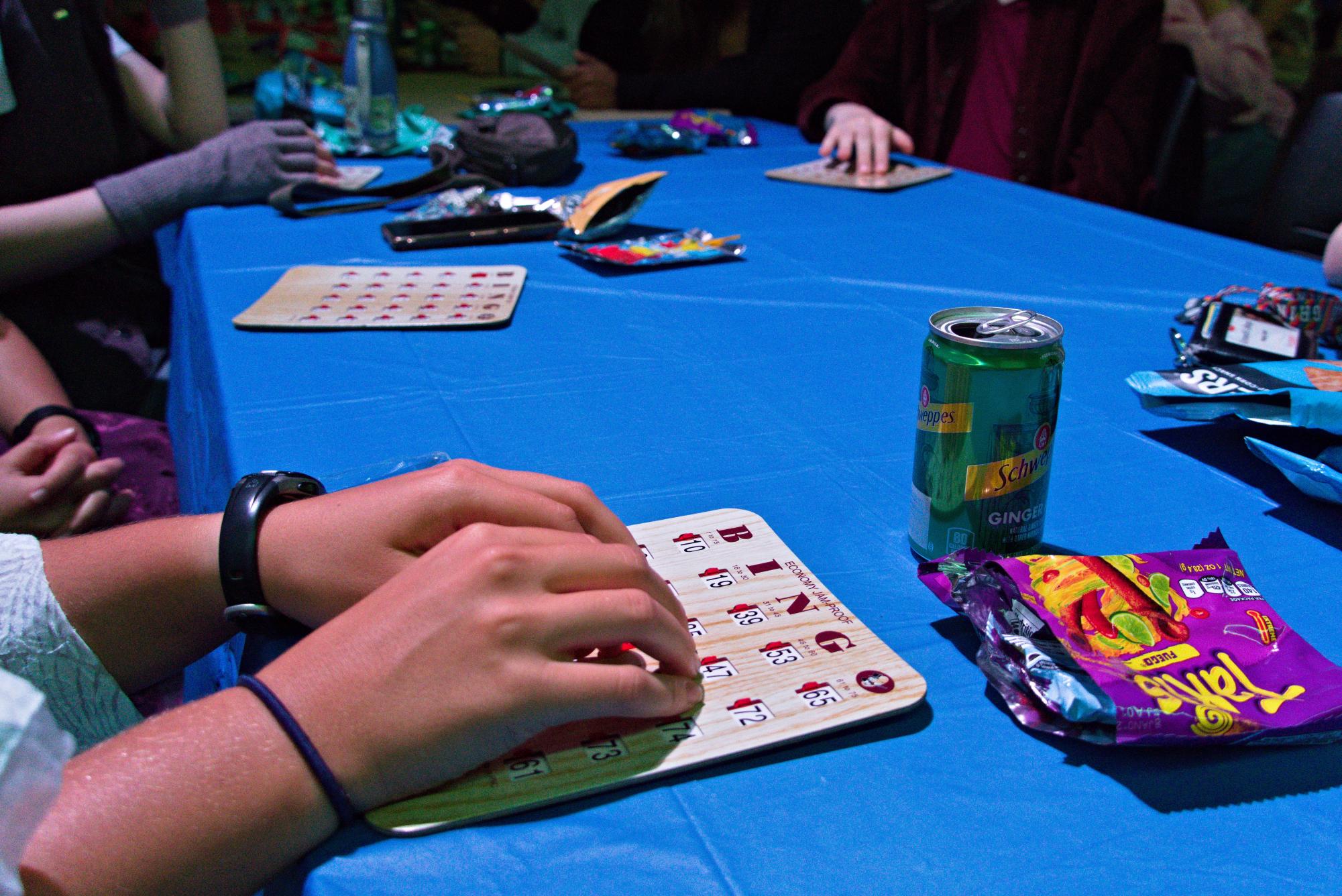 Students gather to play Bingo at Harris Concert Hall