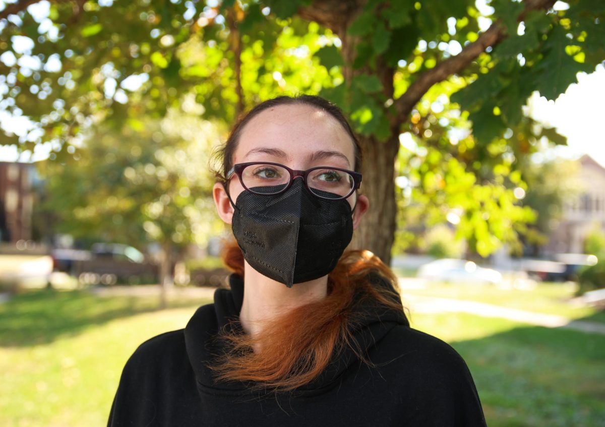 Sara Jaljaa `26 poses for a portrait in front of the trees by Macy House on Wednesday, October 9.