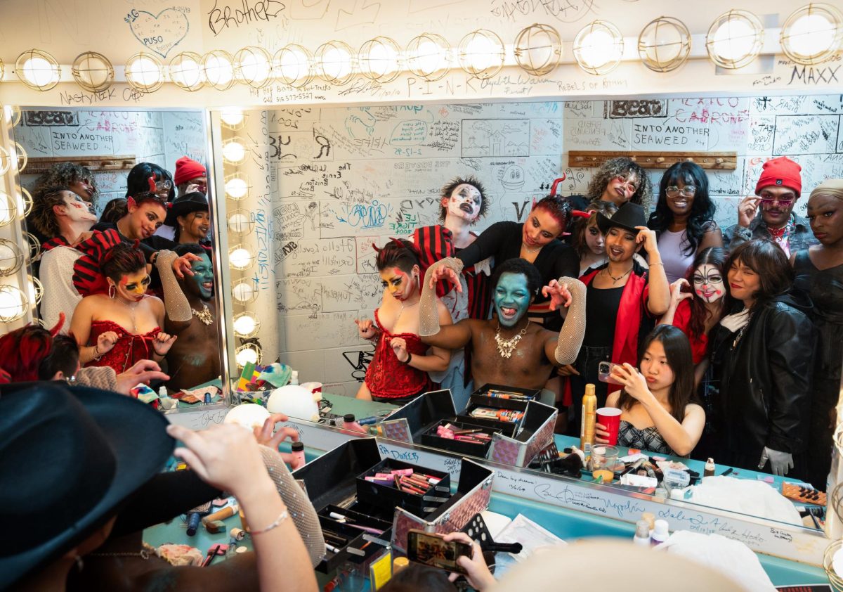 Drag performers gather in the green room before QPOC's drag show on Nov. 15. 