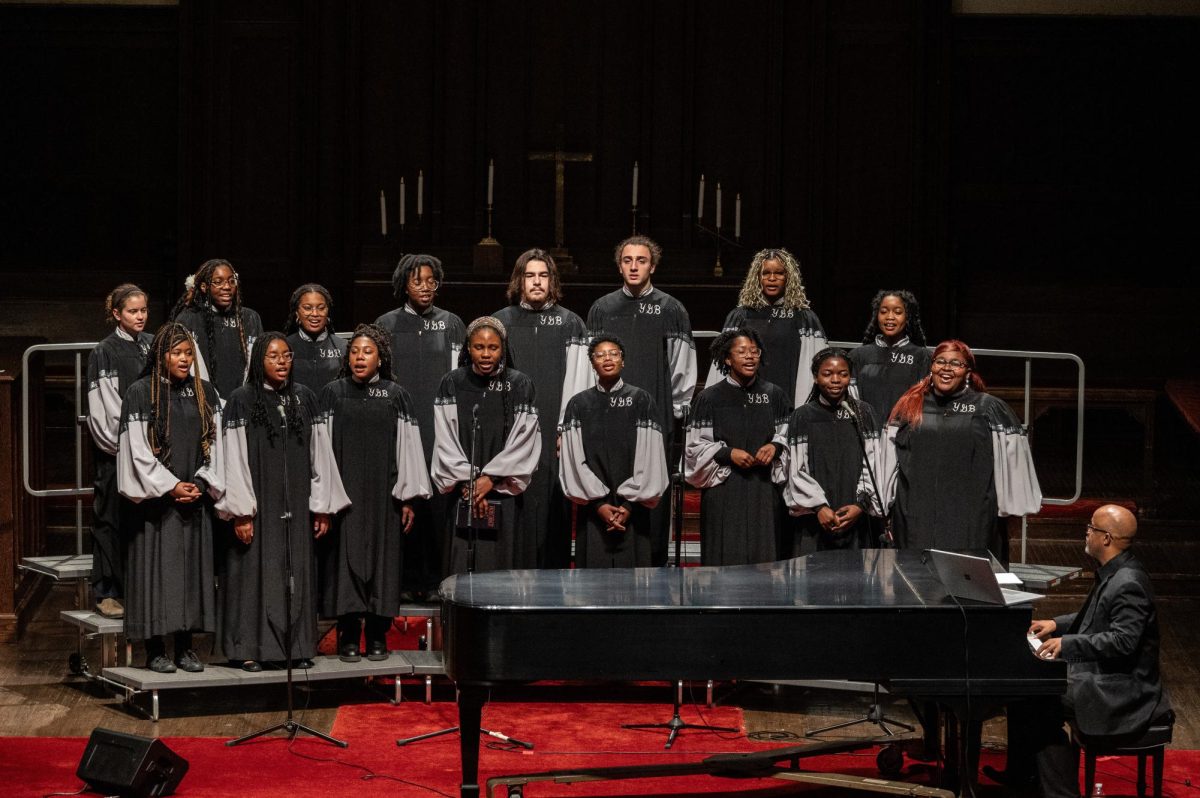 The Young, Gifted, and Black Gospel Choir preforms at Herrick Chappel in Grinnell, Iowa on Nov. 23, 2024.