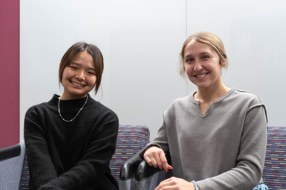 Aya Yamaguchi `27 and Addie Persian `27 pose on Thursday, Feb. 20. 