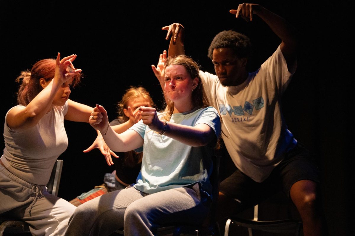 Performers dance during Agnes Allman's "Mixed Signals" performance on Friday, April 11.