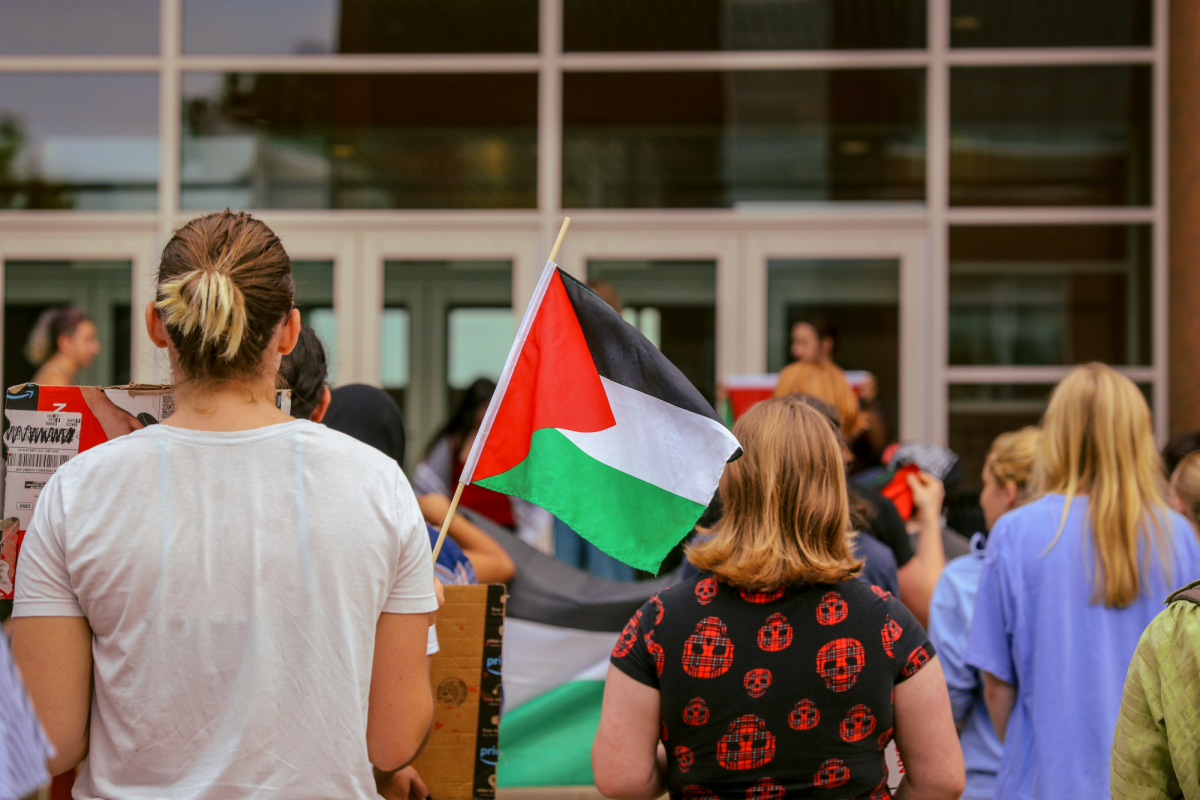 College community members gather at a Students for Justice in Palestine rally on Sept. 19, 2024.