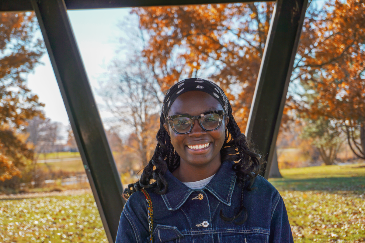 Sira Nassoko `24 stands at Miller Park for portrait after leading sound walk on Nov. 15, 2025. 