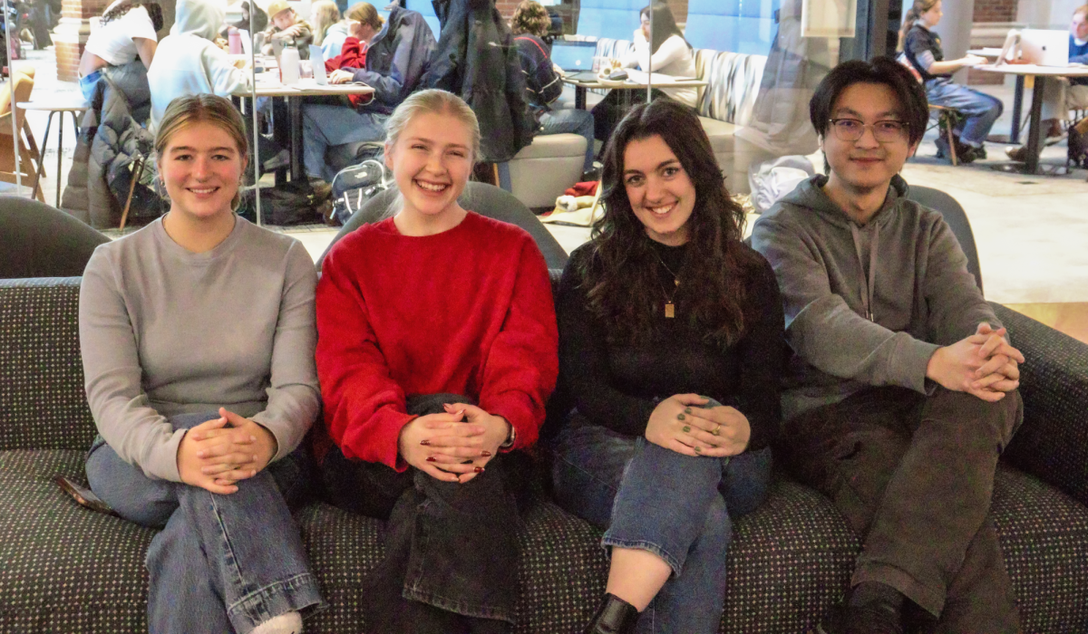 From left: Mock Trial captains Molly Tolsdorf `27, SaraGrace Lamb `27, Kaycie Brookens `26 and William Wu `26 are working towards building up the team’s strength.