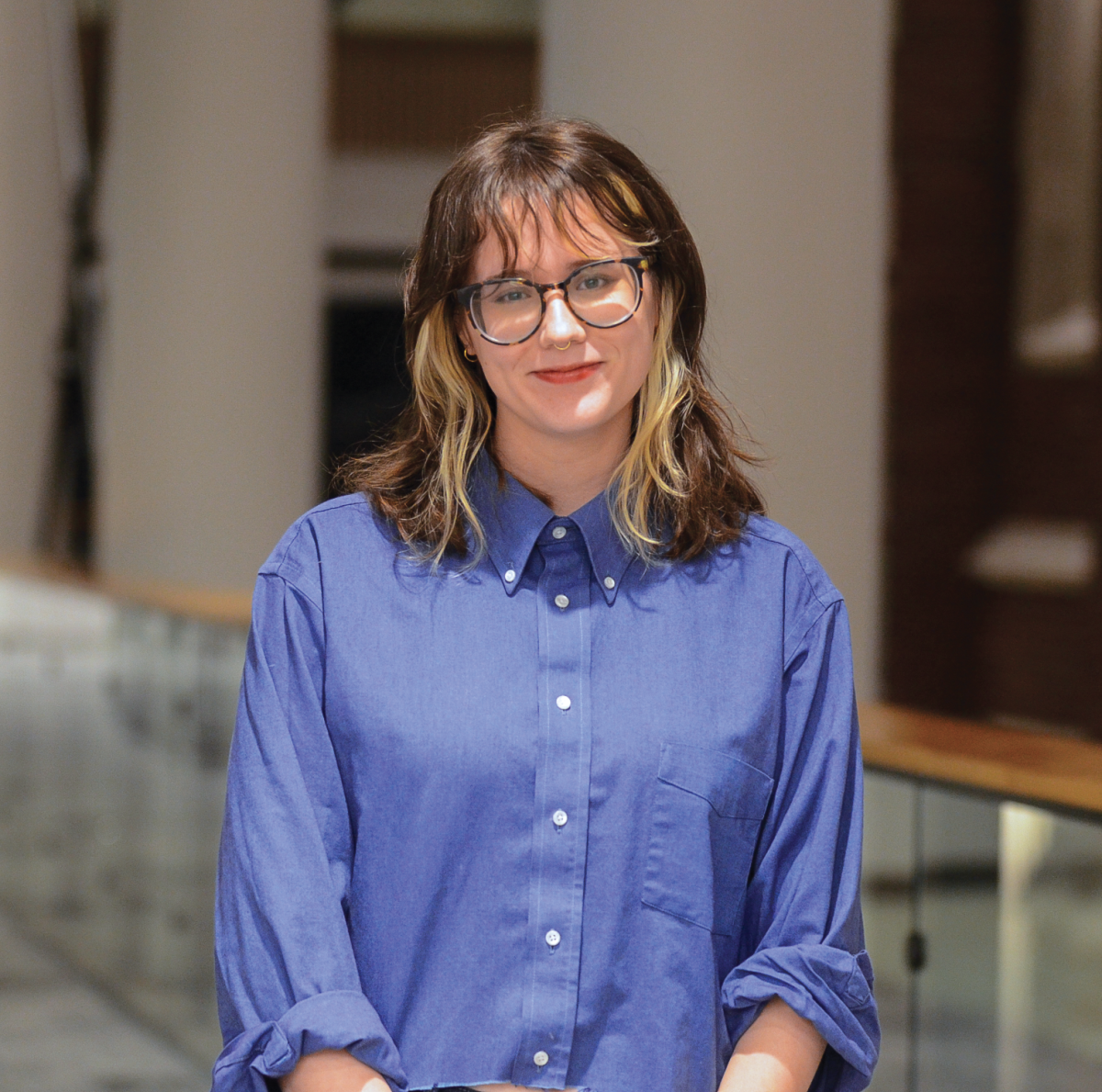 Molly Wilcoxson `26, Collective Action group organizer, poses for a portrait on Tuesday, Feb. 3. The Collective Action group hosted a town hall event on Tuesday, Feb. 3 for students to share concerns about housing policies.