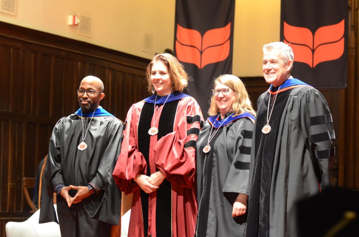 On Thursday, Feb. 5, four professors Karla Erickson, David Harrison, Vida Praitis and John Thabhiti Willis were honored in Herrick Chapel for recently earning endowed positions at the College, one of the highest honors that can be granted to faculty members. 