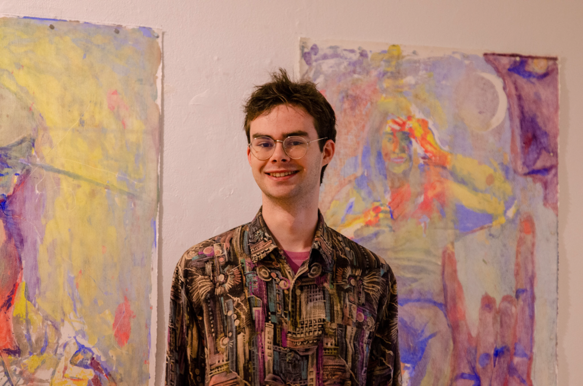 Henry Loomis `26 smiles while in his own exhibition at Smith Gallery.
