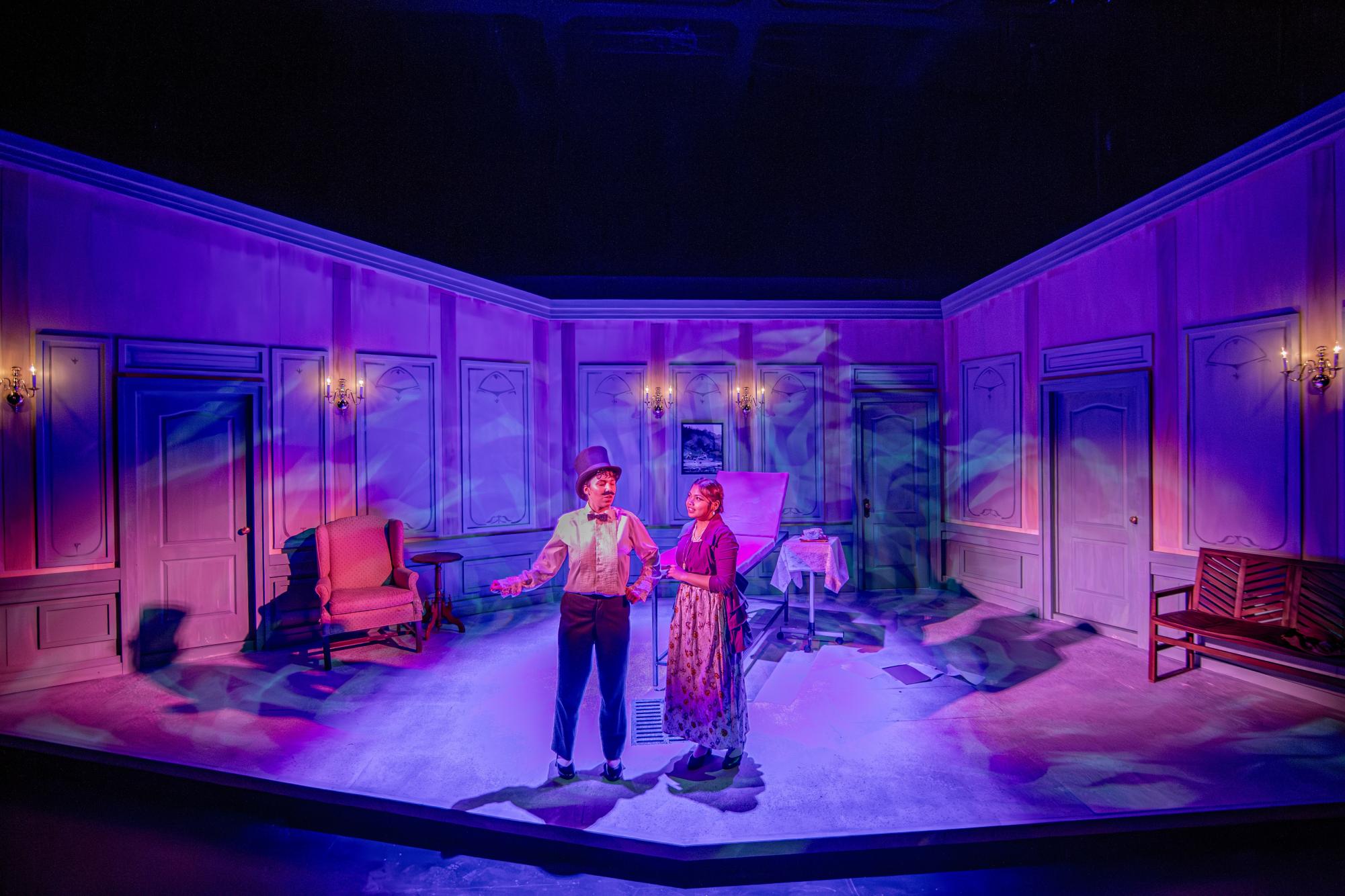 From left: Bella Takata `28 and Jane Nicole Mozunder `28 perform in the third one-act show, “Phonetics." 